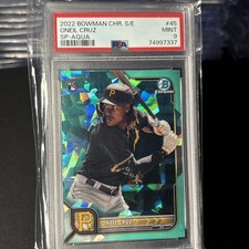 2022 Bowman Chrome Sapphire Aqua Image Variation Oneil Cruz SP /99  RC PSA 9