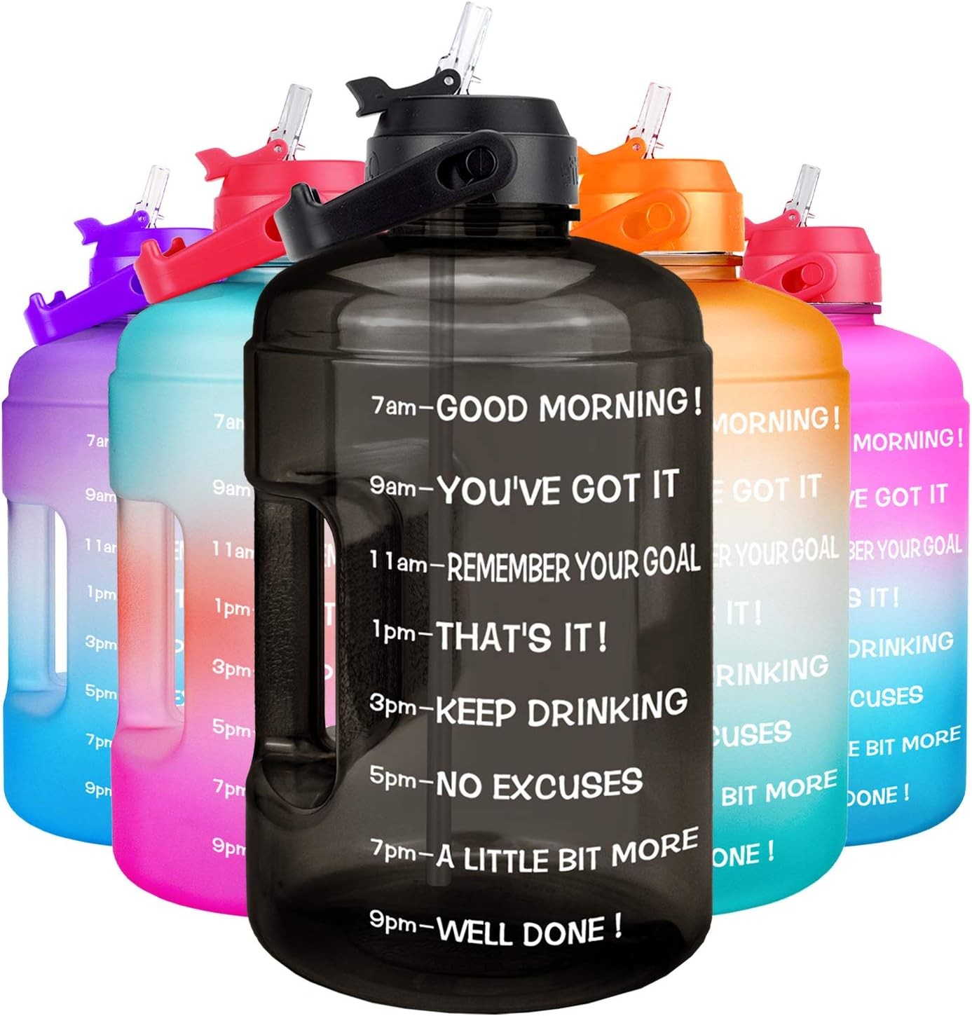 QuiFit 1 Gallon Motivational Water Bottle with Straw Leakpro