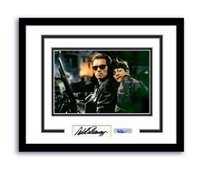 Terminator 2 Signed 11x14 Framed Photo Arnold Schwarzenegger Edward Furlong ACOA
