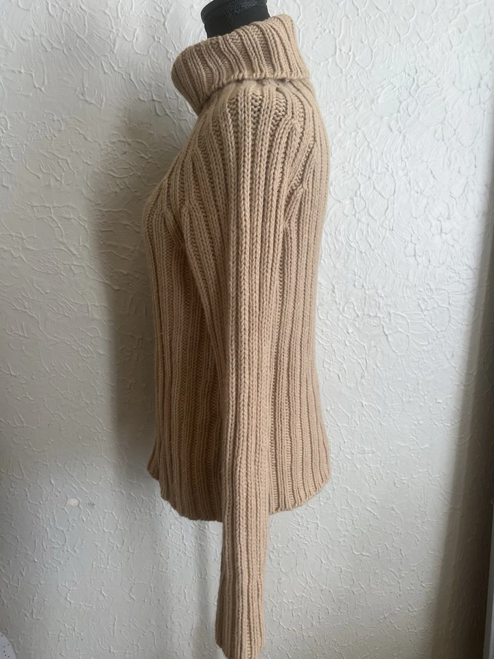 Suéter Y2K De Colección Express Mujer M Tostado Tricot Mezcla de Lana Tejido Cuello Alto Foto 4 de 4
