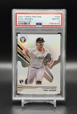 TOPPS 2024 RC Pristine Paul Skenes Yellow Refractor #229 Pirates PSA 8