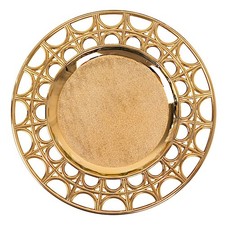 Gold 6 Metallic 13" Acrylic Plastic Charger Plates Hollow Semi Circle Rim Party
