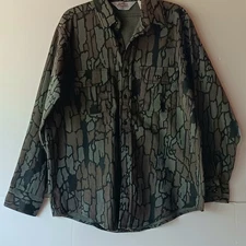 Vintage Rebark Camo Shirt Men Sz Large Sportsmans Guide Made In USA Hunting Gear