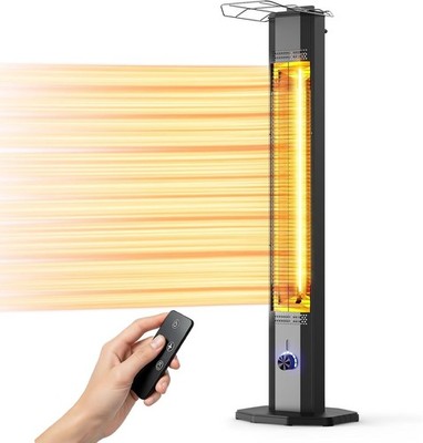 Outdoor Electric Patio Heater, 42inch 1500W Infrared Tower Heater, Black