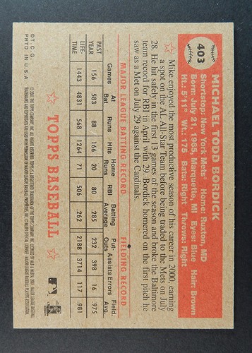 2001 Topps Heritage #403 Scarce High Number Mike Bordick New York Mets - Picture 2 of 2