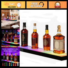 LED Lighted Liquor Bottle Display Shelf - 23.6" Acrylic Whiskey Rack, Remote M