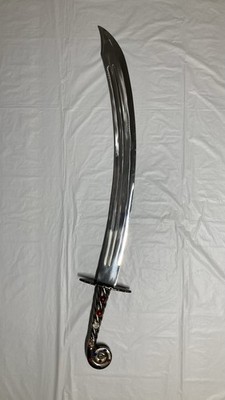 Fantasy Scimitar Sword Curved Steel Blade Gem Accented Hilt Cosplay Prop