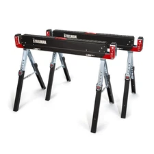 Steelman Adjustable Metal Workbench Folding Steel Sawhorse, 2 Pack SH-042