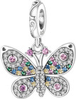 Pandora Charms Bracelet with Crystal Love Authentic 925 Silver Charm Butterfly