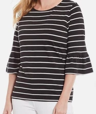 Tommy Bahama One Wave or Another Top Womens S Black White Stripe Ruffle Sleeve