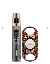 Vertigo Cigar Lighter Dagger Torch & Cutter Gift Set Andalusian Bull Brand New