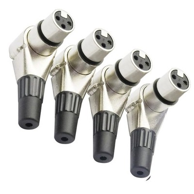 4Pcs Adjustable Positions Adapter 3 Pin XLR Female Right Angle Connector