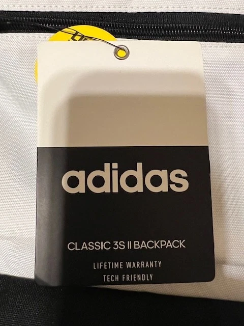 Adidas Classic 3S II Backpack Laptop White/Black New Tags - Image 4 of 4