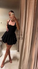 ZARA NEW WOMAN SS26 BLACK MINI DRESS WITH RUFFLES REF:7890/777/800