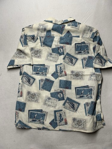 Vintage San Simeon Button Up Shirt Size 14 White Ocean Sailboats Dolphin CB1 - Picture 6 of 7
