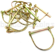 (10) 1/4" Snap Lock Round Safety Pins 2-1/2" Long Double Wire Trailer Hitch Pins