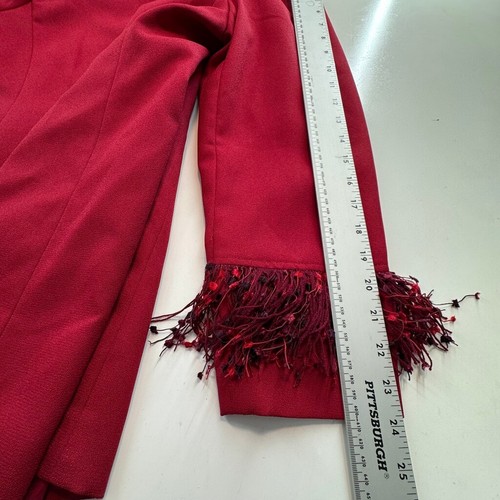 Laura Henson Vintage Women's 16 Red Full Zip Formal Fringes Lined Blazer Jacket - Picture 7 of 9