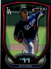 2015 Bowman #BTP-11 Julio Urias Bowman Scouts' Top 100