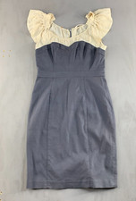 Rebecca Taylor Dress Women 10 Silk Flutter Sleeve Gray Sheath Zip
