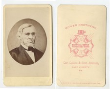 CDV PORTRAIT BY BOWER, DISTINGUISHED MAN FROM EAST LIBERTY, PA, GRAPHIC BACK