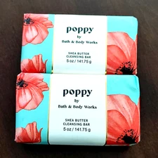 2-Pack Bath & Body Works POPPY Shea Butter Cleansing Bar Soap 5 oz FREE SHIP!!