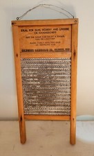 Vintage Columbus Washboard Co. Dubl Handi 18" Wood  Metal Washboard
