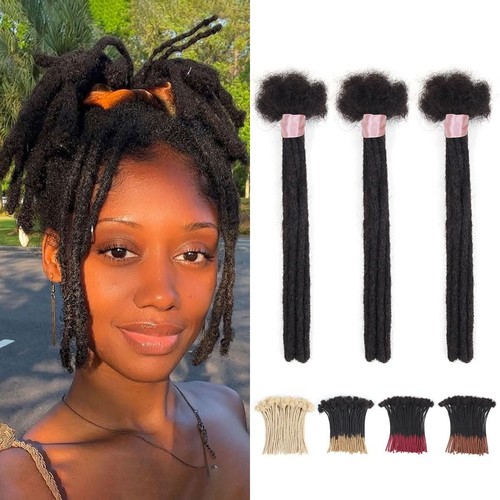 6 inch 0.4cm Width Loc Extensions Human Hair 30 Strands Natural Black #1B