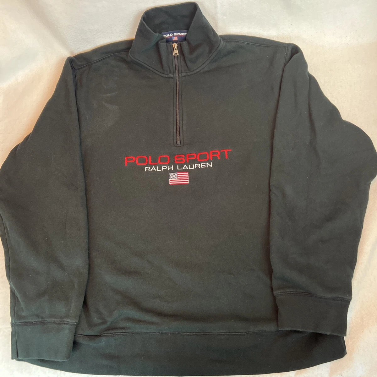 Polo Sport Quarter Zip Sweatshirt Spellout Pullover Mens Size XXL Ralph Lauren
