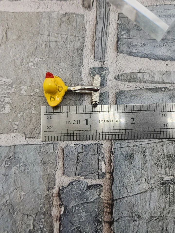 Mens Rubber Ducky Heart Embossed Polished Rhodium Plated Brass Cufflinks - Image 4 of 4