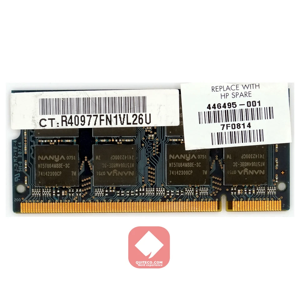 RAM DDR2 DDR-2 667Mhz 1GB PC2-5300S NT1GT64U8HB0BN-3C - Immagine 2 di 2