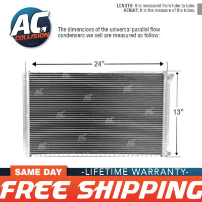 Universal AC Condenser – Parallel Flow, 12x24 Inch, Aluminum, Includes O-Rings #6 & #8