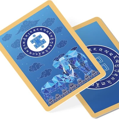 FUNGIFTCORNER Royal Blue Elephant and Cosmic Rhino Amulet Feng Shui Card, Made in USA (2 Pack)