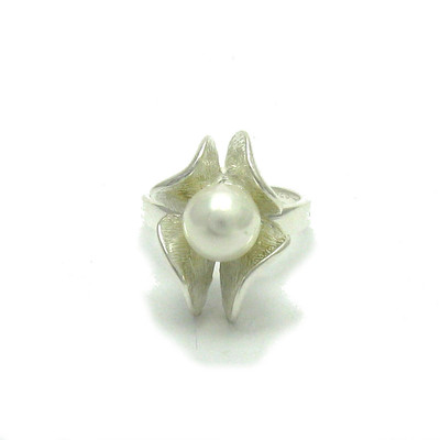Echter Sterling Silber Ring Blume mit Perle punziert soliden 925 handgefertigt