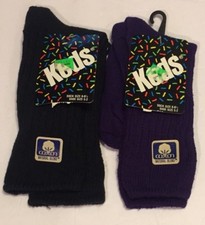 Vtg Keds Youth Socks 2 Pair New 1982 Size 6-8.5 Shoe Sz 5-2 Black Purple USA