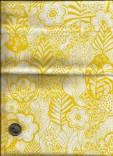Unique Med Floral Print yellow on white Fabric by Timeless Treasures