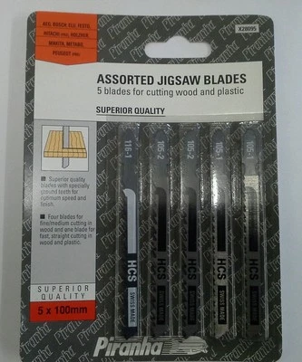 BLACK & DECKER 5 x Piranha Jigsaw Blades for Wood/Plastic X28095