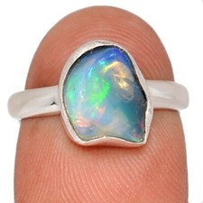 Natural Ethiopian Opal Rough 925 Sterling Silver Ring Jewelry s.6.5 CR71657