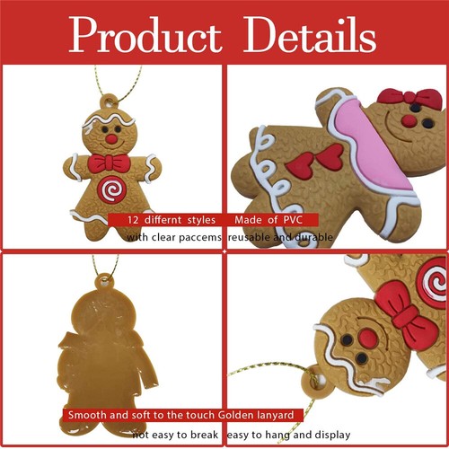 24X Gingerbread Man Xmas Tree Ornament Gift Party Hanging Pendants Window Decor - Picture 4 of 20