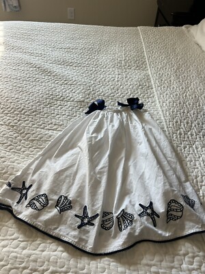 Rachel Zoe Bows Girls  4-5T Embroidered Seashell Border Dress Cotton White