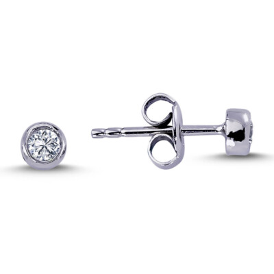 0,14 Carat Diamant Solitär Ohrringe 14 Karat Weißgold