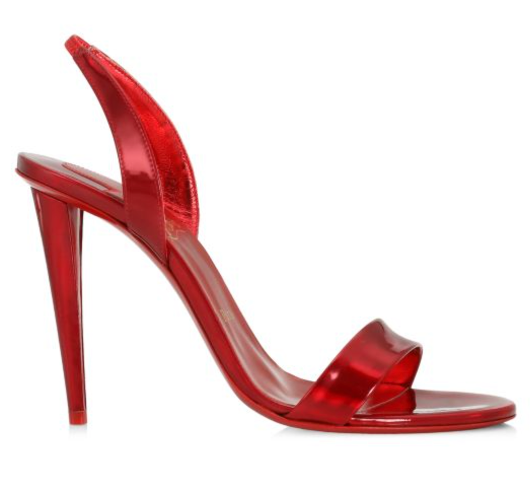 Christian Louboutin O Astrid 100 Red Loubi Patent Slingback Sandal