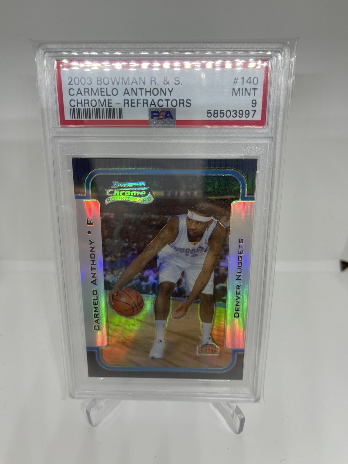 2003-04 Bowman Chrome Carmelo Anthony PSA 9 Refractor Rookie Card RC #D 259/300