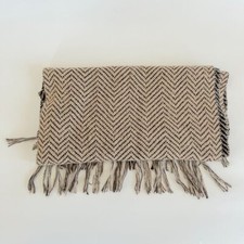 Missoni Zig Zag Knit Brown Wool Scarf with Tassels - 80 characters