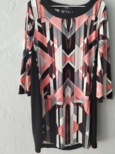 Alfani Dress Geometric Large Pullover Knee Length 3/4 Sleeve Stretch Career Work