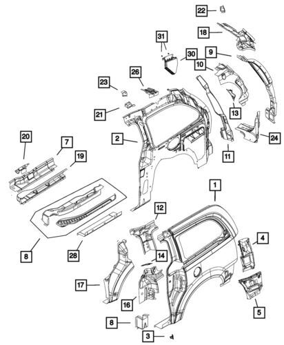 Panel interior trasero para Chrysler Town & Country 2008-2020 (P/N 4894698AP)