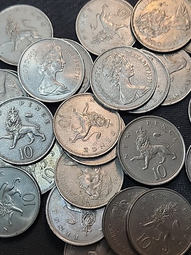 Coin Queen Elizabeth II - 1968-1981 Britain 10 New Pence-Mixed Dates - Picture 5 of 6