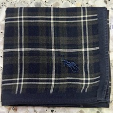 MAN PLAID DARK BLUE GREEN HANDKERCHIEF CLASSIC COTTON POCKET ART SQUARE 17" P30