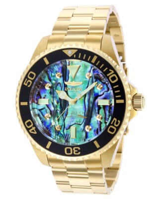 Invicta Pro Diver Men's 47mm Diamond Abalone Dial Gold Quartz