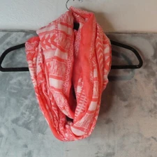 AZTEC PRINT Infinity Scarf Orange White Tribal Sheer Lightweight Fashion Boho