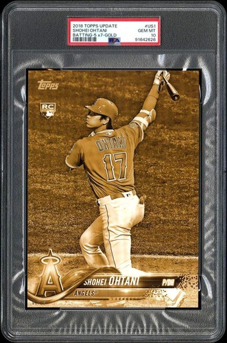 2018 TOPPS UPDATE US1 5X7 SHOHEI OHTANI RC GOLD VARIATION SSP #08/10 PSA 10 GEM!